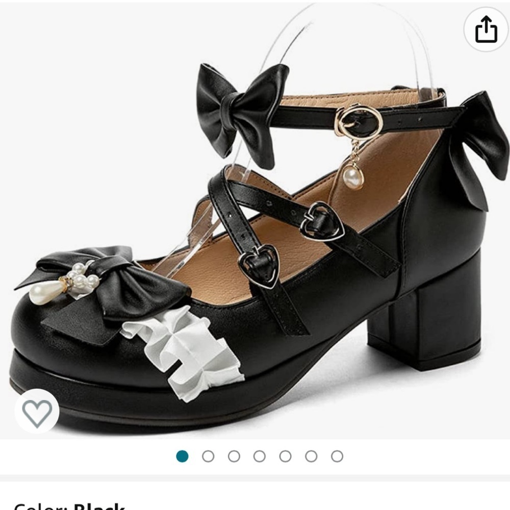 Oxfords Bow Beaded Buckle Sweet Lolita Girl Chunky Heel Round Toe Mary Jane